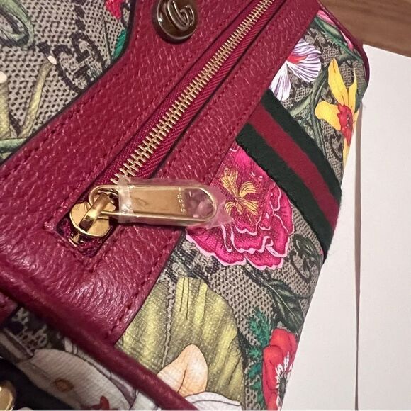 Gucci Ophidia Red Flora Small Camera Leather Canvas Flower Handbag Bag Italy - Picture 11 of 11